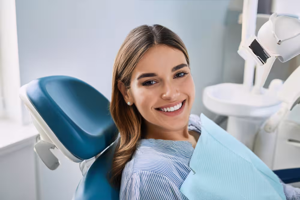 woman in a dental chair
