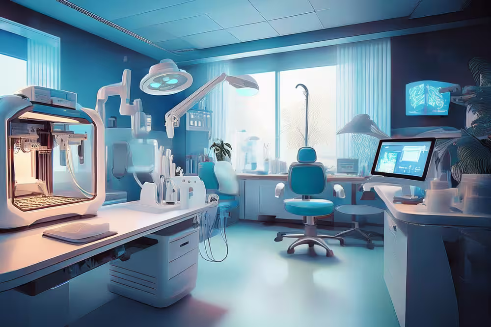 dental room with 3d printer